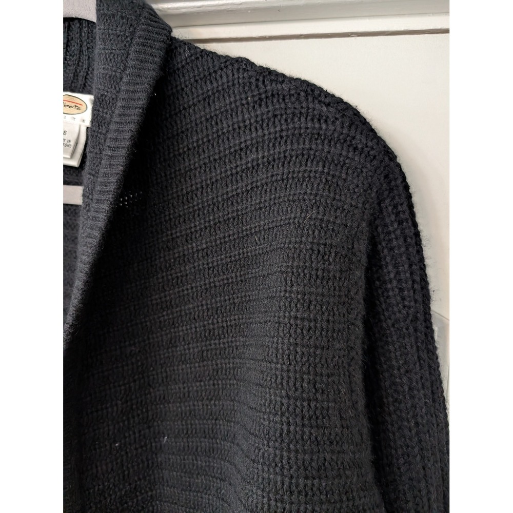 Talbots Petites Cashmere Silk Shawl Collar Cardigan Sweater Knit Small Black - Picture 2 of 5
